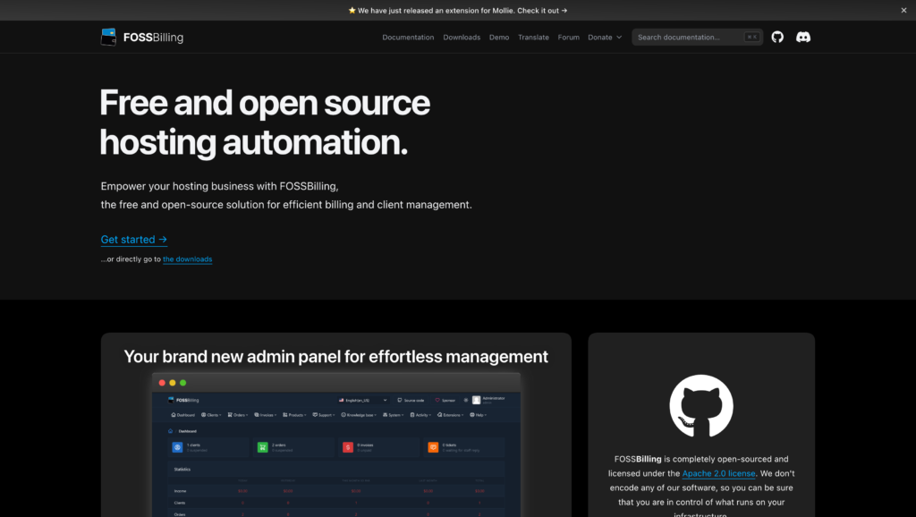 FOSSBilling Open Source Web Hosting Billing and Automation