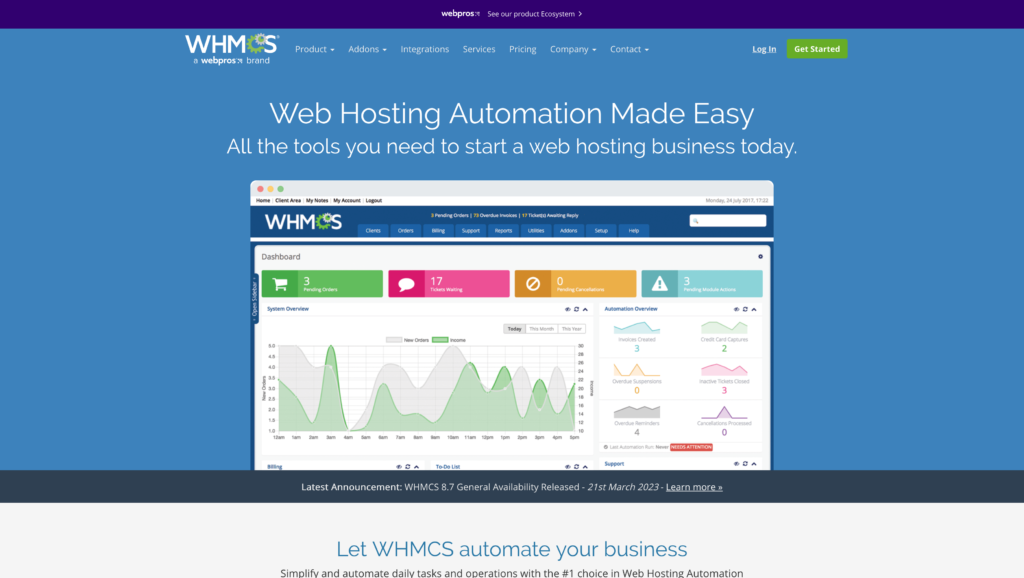 WHMCS Billing and Automation Software
